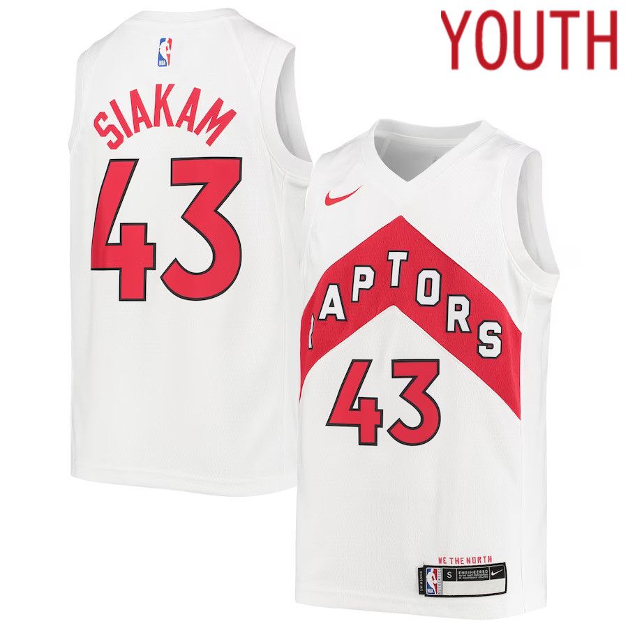 Youth Toronto Raptors 43 Pascal Siakam Nike White Swingman NBA Jersey